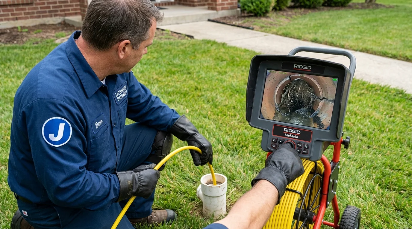 Sewer camera inspection being performed by Johns Plumbing LLC in Warm Springs
