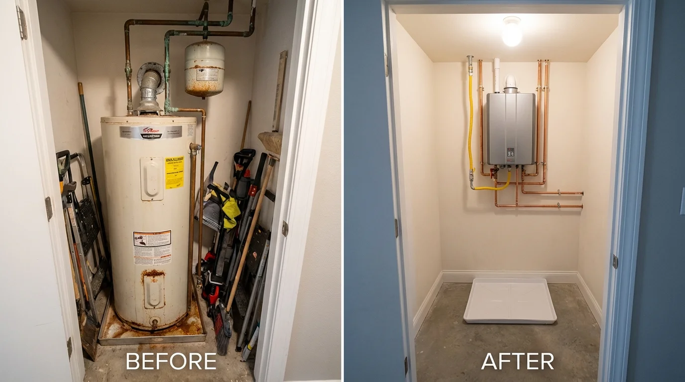 Tank water heater versus wall-mounted tankless unit comparison for Warm Springs, OR homeowners